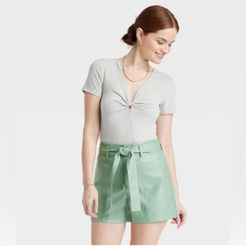 NWT A New Day™ Women's Short Sleeve V-Neck Linen T-Shirt